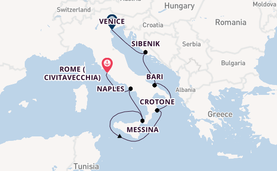 Western Mediterranean from Rome (Civitavecchia), Italy with the Viking Vela