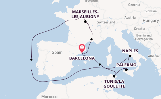 Mediterranean Sea from Barcelona, Spain with the Carnival Sunshine
