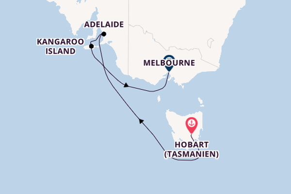Australien ab Hobart (Tasmanien), Australien auf der Silver Moon