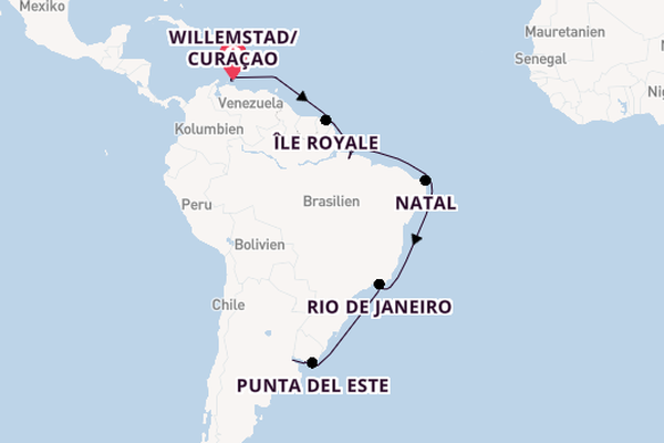 Südamerika ab Willemstad/Curaçao, Ndl. Antillen auf der HANSEATIC inspiration