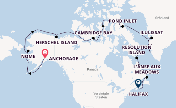 Arktis ab Anchorage, Alaska auf der Seabourn Venture