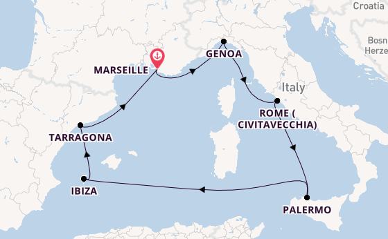 Western Mediterranean from Marseille, France with the MSC Seaview