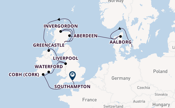 British Isles from Copenhagen, Denmark with the Silver Spirit