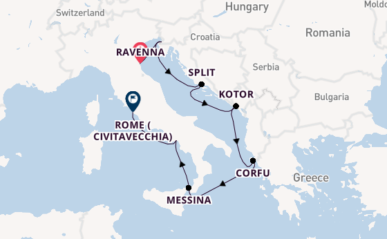 Mediterranean Sea from Ravenna, Italy with the Norwegian Gem