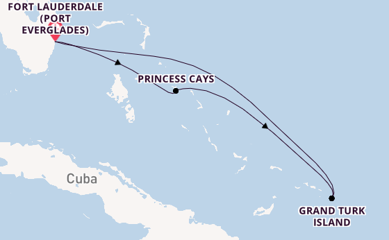 Caribbean from Fort Lauderdale (Port Everglades), Florida, USA with the Enchanted Princess
