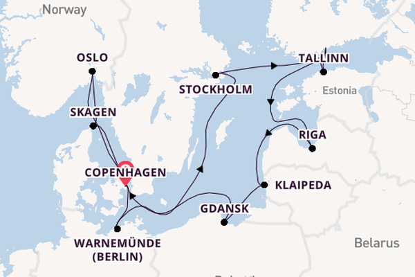 Norway from Copenhagen, Denmark with the Caribbean Princess