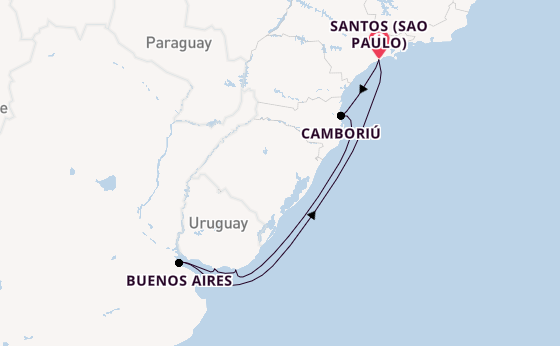 Südamerika ab Santos (Sao Paulo), Brasilien auf der MSC Seaview