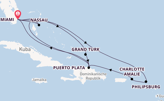 Karibik ab Miami auf der MSC Seashore