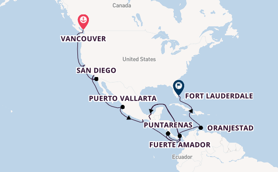 Amerikaanse Westkust vanaf Vancouver, Canada met de Coral Princess