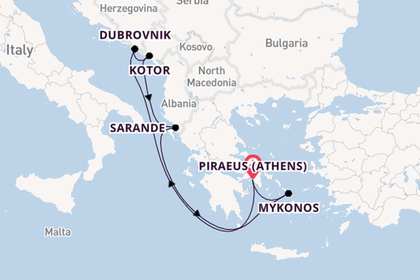 Eastern Mediterranean from Piraeus (Athens), Greece with the Scarlet Lady