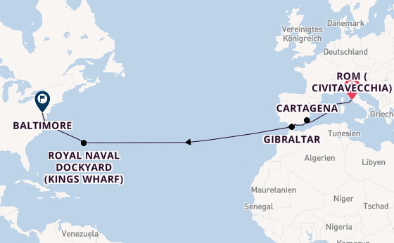 Transatlantik ab Civitavecchia (Rom), Italien auf der Carnival Miracle