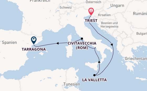Westliches Mittelmeer ab Triest, Italien auf der Norwegian Aura