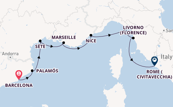 Western Mediterranean from Barcelona, Spain with the Sonata (Oceania)