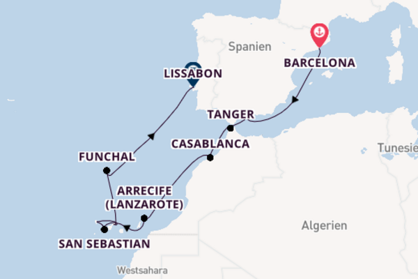 Kanarische Inseln ab Barcelona, Spanien auf der Seabourn Sojourn