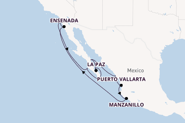 Mexican Riviera from San Diego, California, USA with the Zaandam