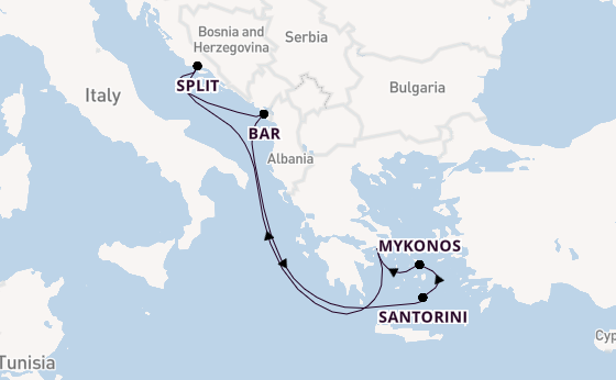Eastern Mediterranean from Athens (Piraeus), Greece with the Celebrity Infinity
