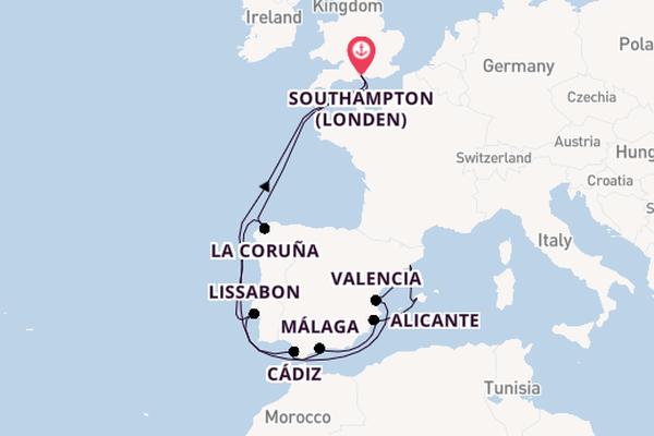 Westelijke Middellandse Zee vanaf Southampton (Londen), Engeland met de MSC Virtuosa