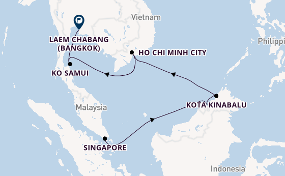 Southeast Asia from Singapore, Singapore with the Seven Seas Splendor