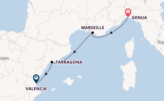 Westliches Mittelmeer ab Genua, Italien auf der MSC Orchestra 