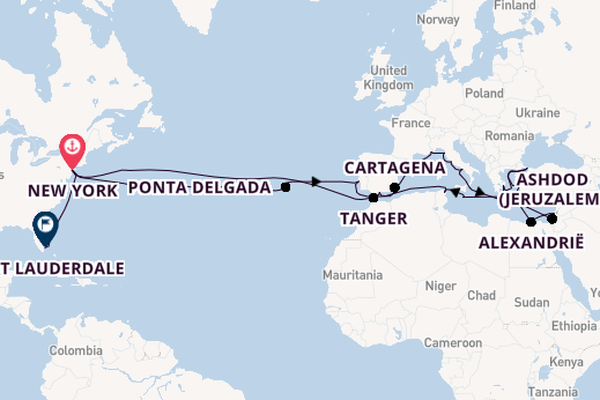 trans-Atlantisch vanaf New York, Verenigde Staten met de Volendam