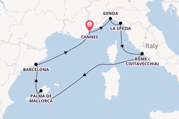 Western Mediterranean from Cannes, France with the MSC Grandiosa