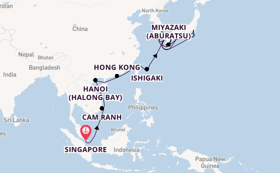 East Asia from Singapore, Singapore with the Sapphire Princess