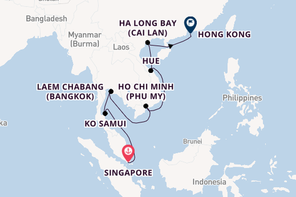 South East Asia from Singapore, Singapore with the Seven Seas Splendor
