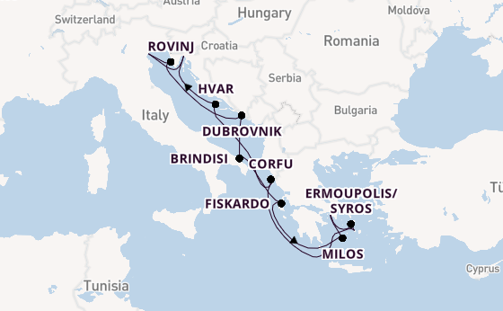 Eastern Mediterranean from Athens (Piraeus), Greece with the EXPLORA II