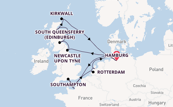 United Kingdom from Hamburg, Germany with the Costa Favolosa