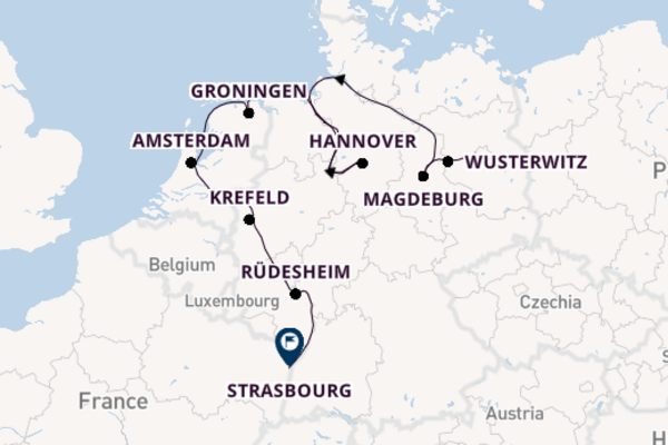 Journey from Spandau (Berlin) to Strasbourg via Nienburg