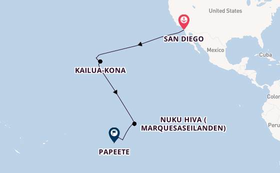 Polynesië vanaf San Diego, Verenigde Staten met de Silver Whisper