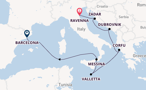 Mediterranean Sea from Ravenna, Italy with the Mariner of the Seas