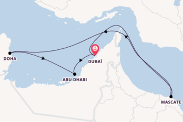12 jours de navigation à bord du bateau Azamara Quest vers Dubaï