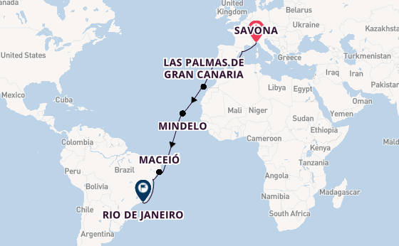 Transatlantic from Savona, Italy with the Costa Diadema
