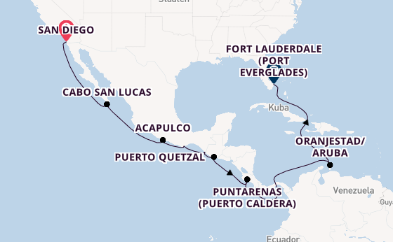 Mexikanische Riviera ab San Diego, USA auf der Eurodam