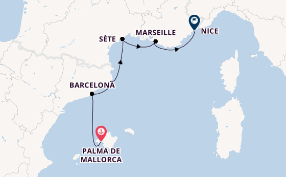 Western Mediterranean from Palma de Mallorca, Spain with the Silver Shadow