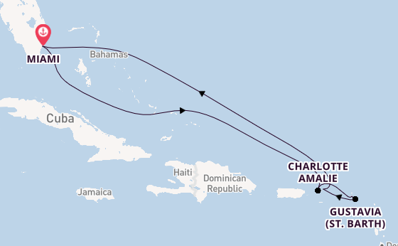 Eastern Caribbean from Miami, Florida, USA with the Allura