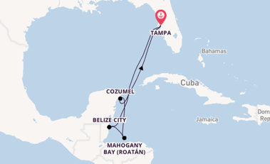 Western Caribbean from Tampa, Florida, USA with the Carnival Paradise