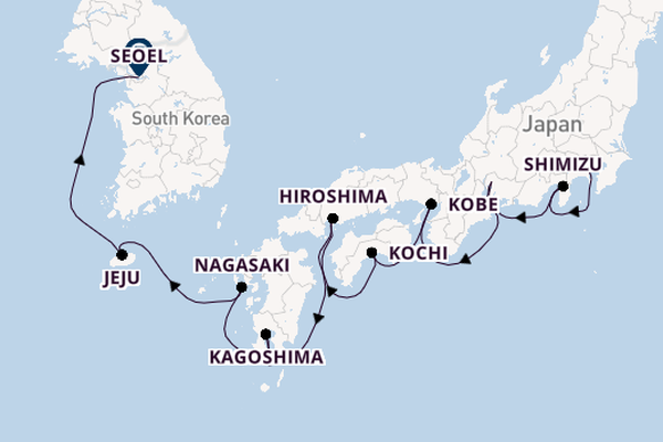 Japan vanaf Yokohama (Tokio), Japan met de Norwegian Jade