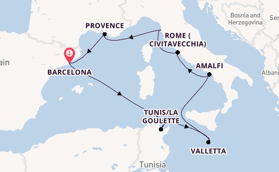 Western Mediterranean from Barcelona, Spain with the Carnival Sunshine