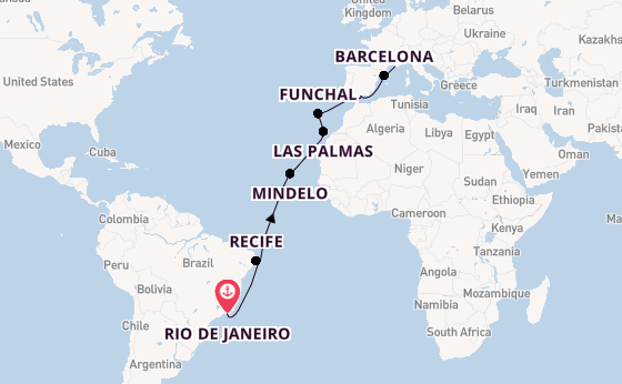 trans-Atlantisch vanaf Rio de Janeiro, Brazilië met de Costa Serena