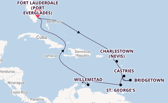 Caribbean from Fort Lauderdale (Port Everglades), Florida with the Island Princess
