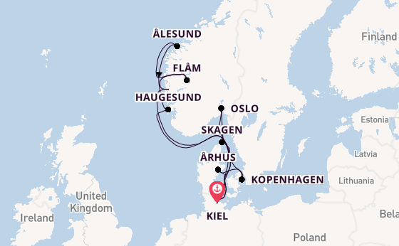 Noorwegen vanaf Kiel, Duitsland met AIDAnova