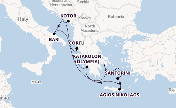 Eastern Mediterranean from Athens (Piraeus), Greece with the Allura
