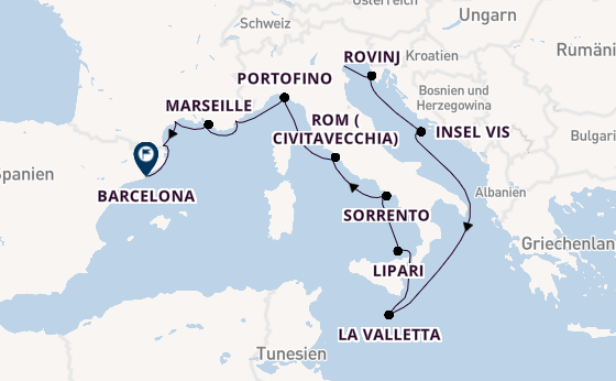 Westliches Mittelmeer ab Fusina (Venedig) auf der Seabourn Ovation