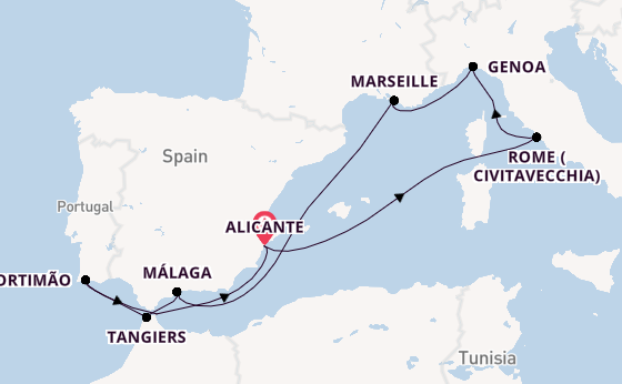 Mediterranean Sea from Alicante, Spain with the MSC Sinfonia