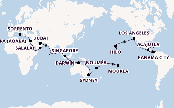 Round-the-World Trip from Miami, Florida, USA with the Seven Seas Splendor