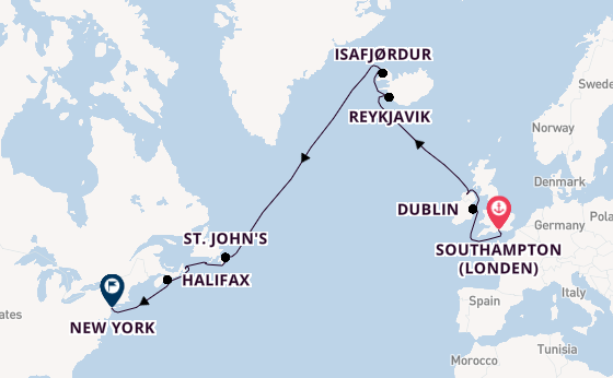 trans-Atlantisch vanaf Southampton (Londen), Engeland met de Sirena