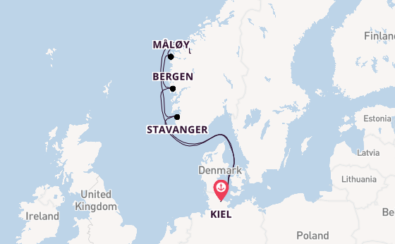 Noorwegen vanaf Kiel, Duitsland met AIDAnova