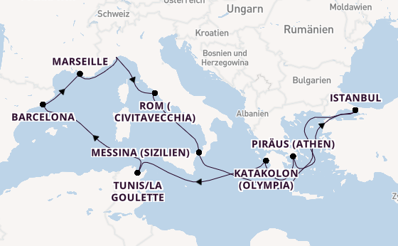 Mittelmeer ab Savona, Italien auf der Costa Favolosa
